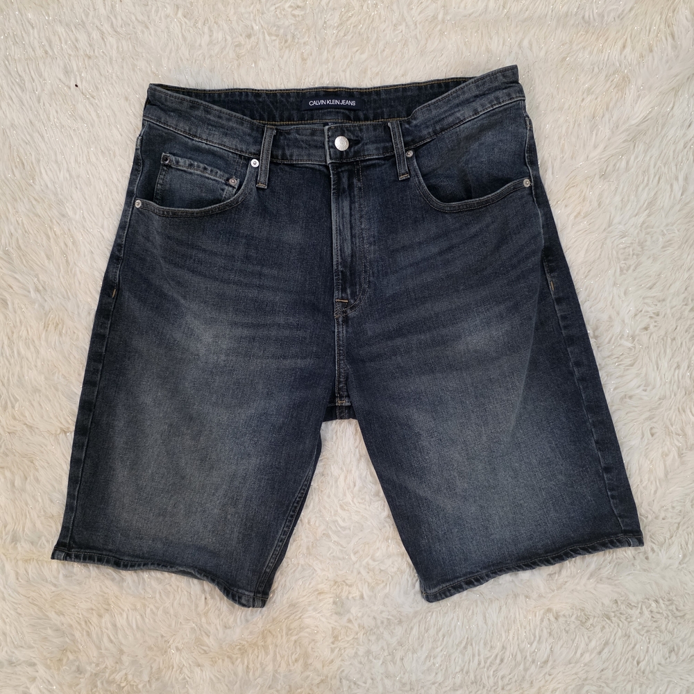 Vtg CK‎ Calvin Klein High Waisted Baggy Denim Shorts Light Wash 34 Dadcore